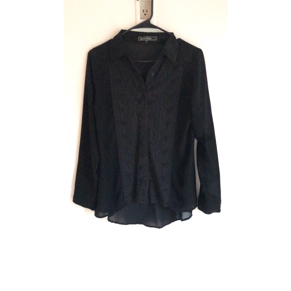 Black sheer blouse size small